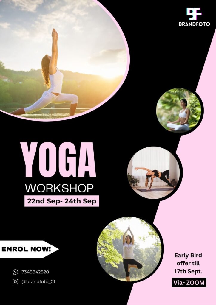 Peach and Brown Illustrated Yoga Class Poster